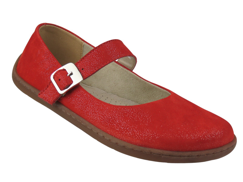 Wygodne półbuty damskie barefoot ze skóry naturalnej Nika Komfort 1445, czerwone - PRZEDSPRZEDAŻ