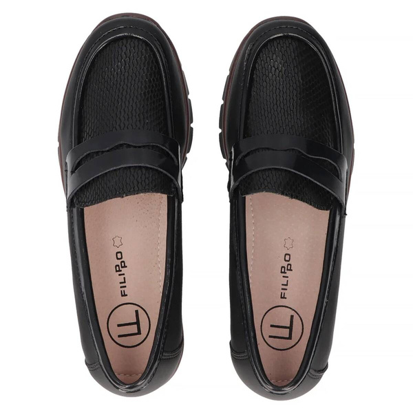 Półbuty, loafersy damskie - Filippo DP6455/24, czarne