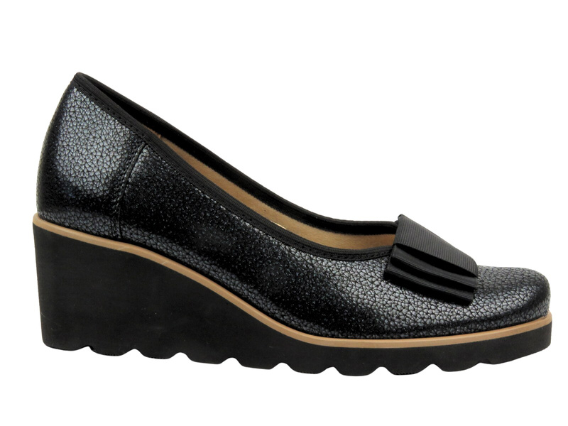 Skórzane Półbuty Damskie Marki - Galant 3014 Czarne - Wsuwane