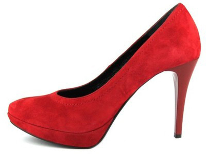 Zamszowe czółenka na szpilce - Kotyl 1403, czerwone