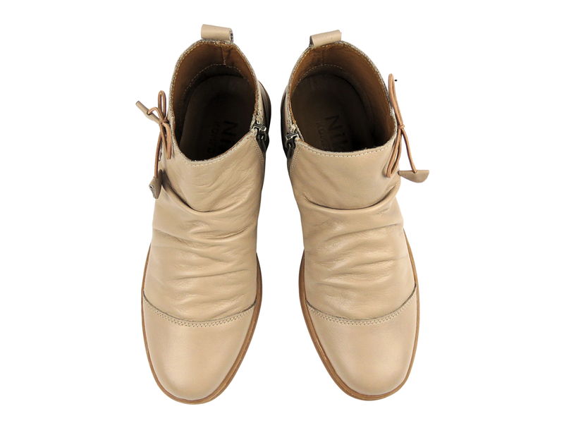 Skórzane botki damskie Nika Komfort 0117-9805, beżowe