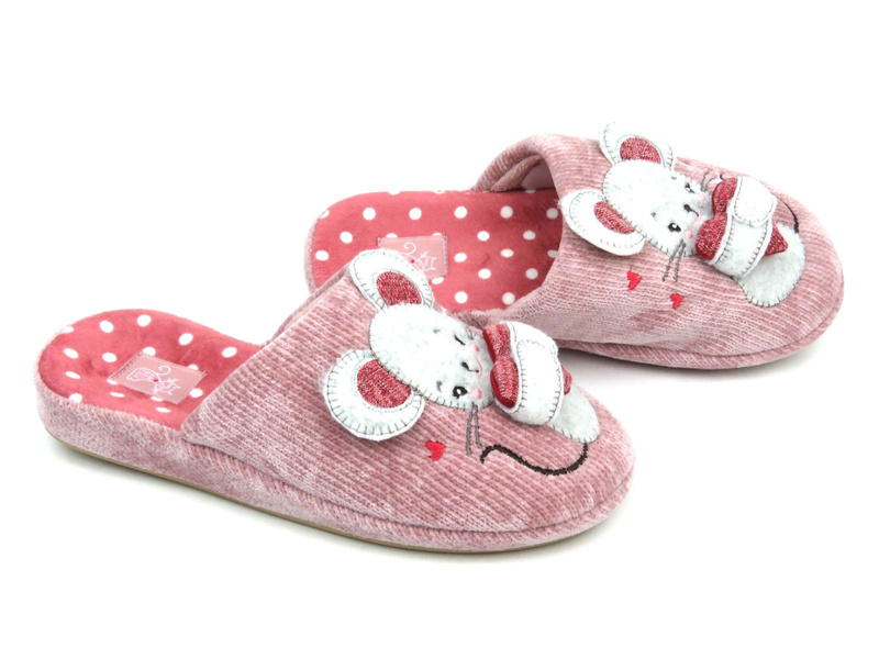 Ciepłe kapcie damskie-American Club SL10/23 różowe