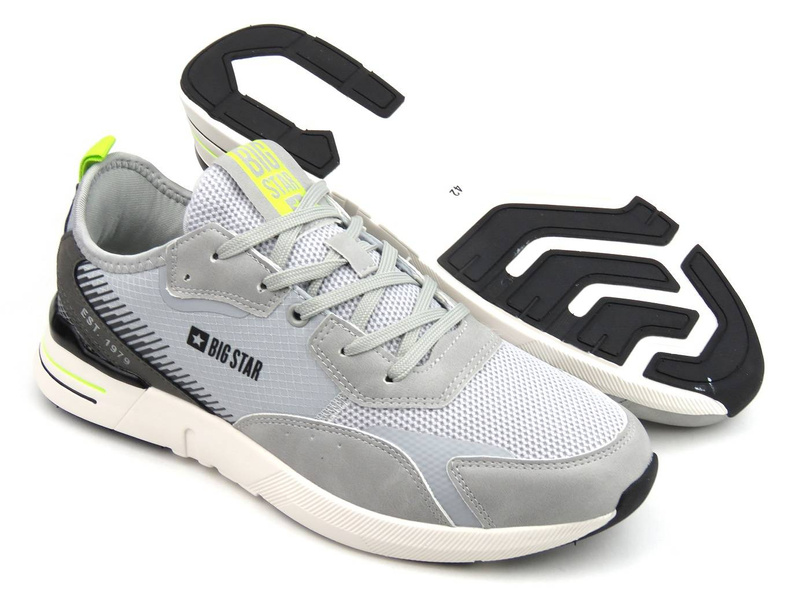 Buty męskie sportowe z technologią dostosowywania do stopy - BIG STAR JJ174291, szare