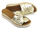Skórzane klapki damskie z kokardą - VENEZIA 0301330111, złote