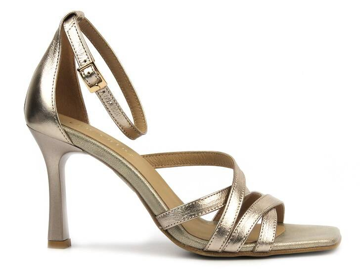Sandały damskie na obcasie - UNCOME 38400 ,złote