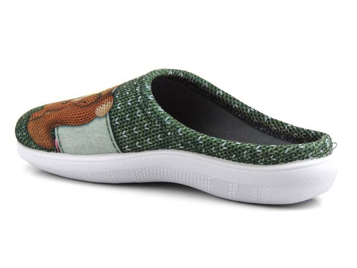 Kapcie damskie na prezent - INBLU CAMILLE, zielone z wiewiórką