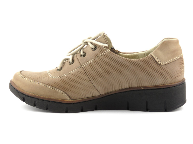 Skórzane buty damskie sportowe - Helios Komfort 334, beżowe