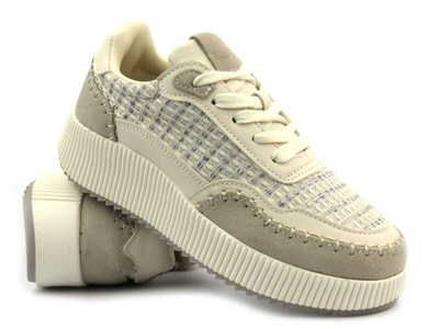 Buty sportowe damskie na platformie - BRIVIDO SHOES TW0815-09, beżowe