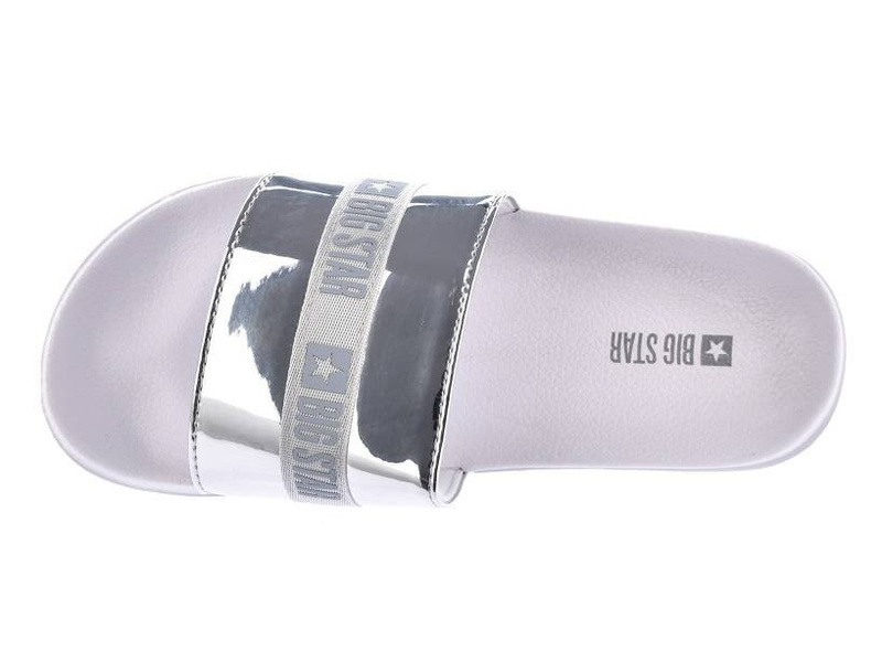 Klapki damskie z efektem holo - BIG STAR HH274A043, srebrne