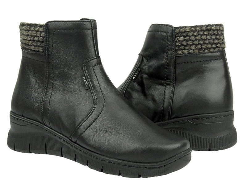 Skórzane botki damskie - AXEL 4504, czarne