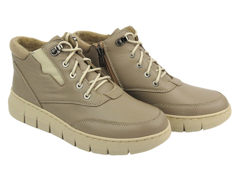 Wygodne botki damskie Helios Komfort 561, beżowe