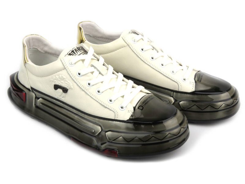 Nowoczesne sneakersy męskie - JOHN DOUBARE 9699, białe