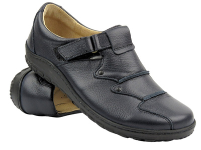 Wygodne półbuty damskie z miękkiej skóry granatowe Helios Komfort 780-2