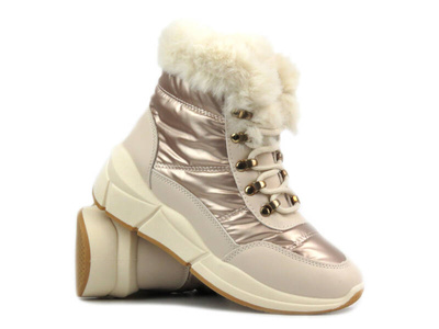 Śniegowce damskie z futerkiem- Potocki 23-33063, złote