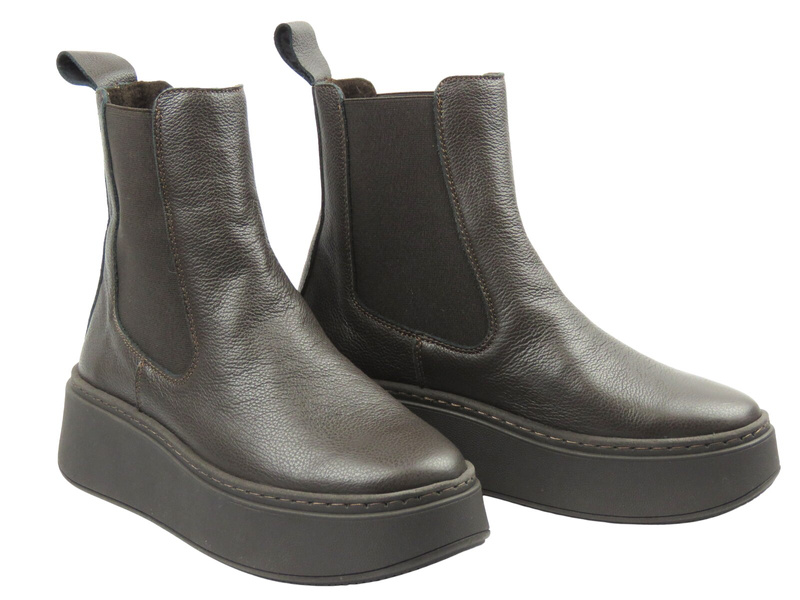 Stylowe, wygodne botki damskie Nika Komfort 1461, brązowy lico