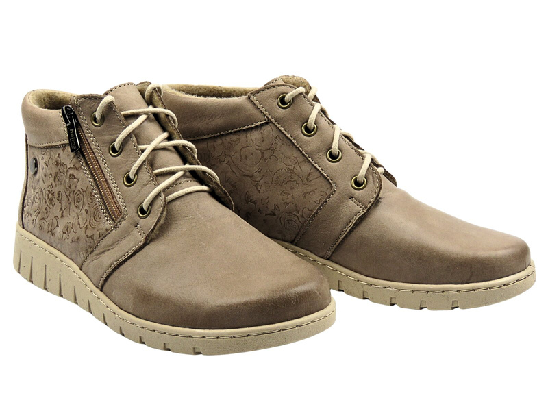 Botki damskie polskiej marki Helios Komfort 789, beżowe