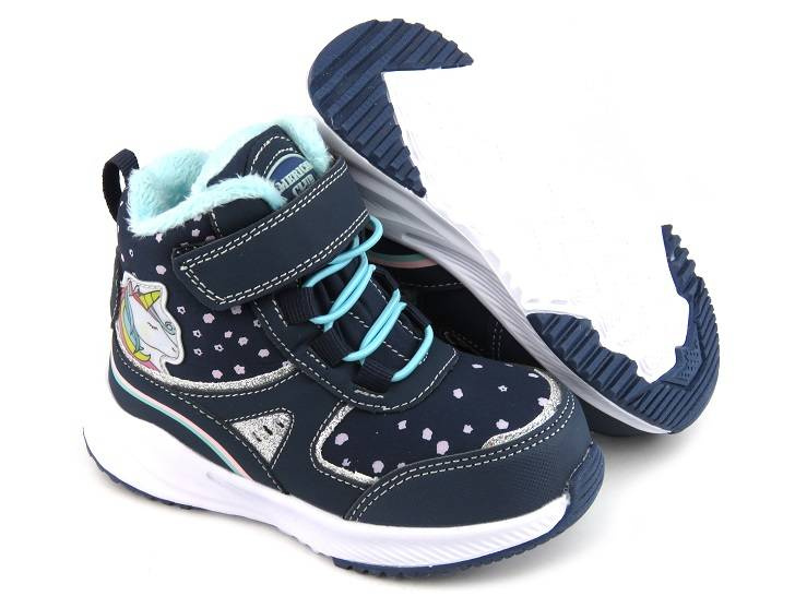 Śniegowce dziecięce z jednorożcem - AMERICAN CLUB Softshell RL 93/22, granatowe