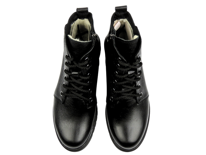 Wygodne, skórzane botki damskie na delikatnym obcasie - Galant 3343, czarne