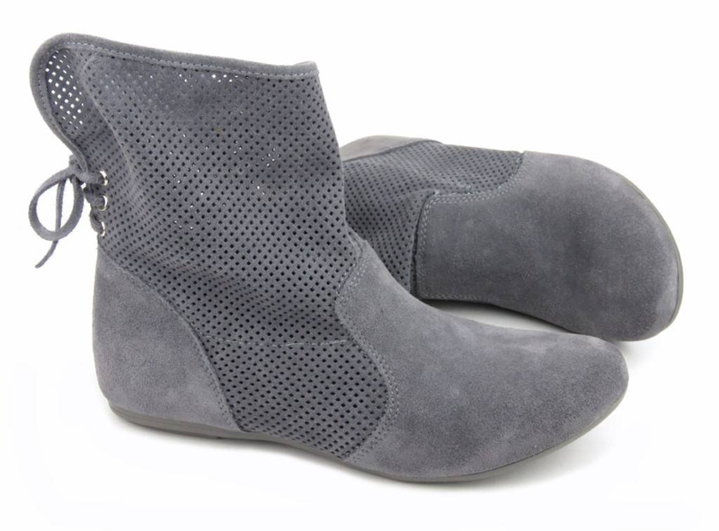 Zamszowe botki damskie wiosenne Veronii 1697, szare