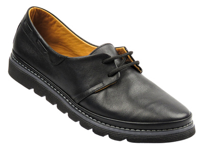 Wygodne półbuty damskie ze skóry naturalnej 01067282, czarne