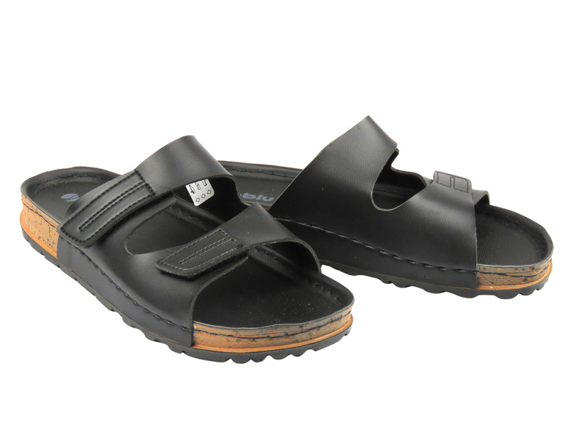 Wygodne klapki damskie Inblu VULCANO – czarne, regulowane, na co dzień