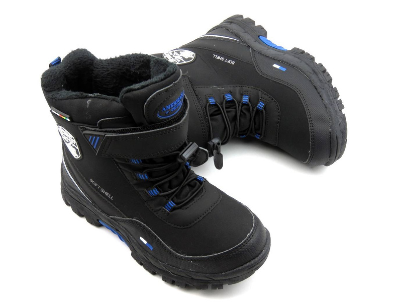 Śniegowce dziecięce AMERICAN CLUB Soft Shell HL 24/21(22), czarno-niebieskie