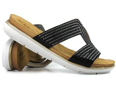 Klapki damskie na płaskiej podeszwie - INBLU  PG-29, czarne