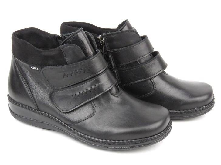 Botki damskie tęgość (H) - AXEL 4379, czarne
