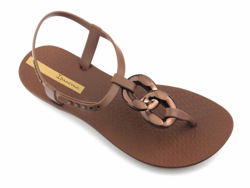 Sandały damskie z elastycznej gumy - Ipanema 83330, brązowe