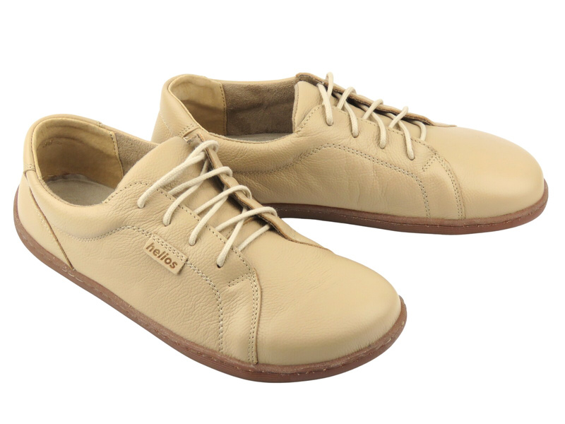 Skórzane minimalistyczne półbuty damskie barefoot Helios Komfort 451, jasny beż