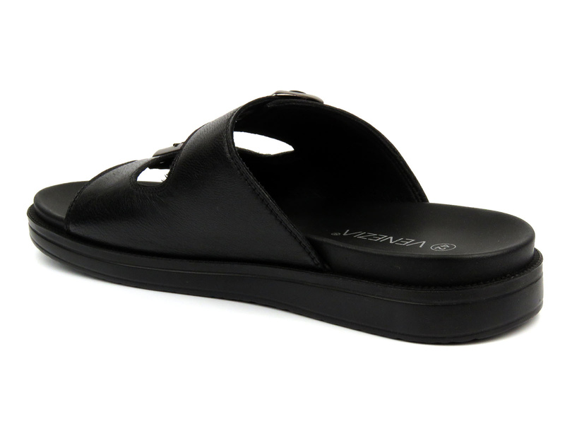 Wygodne, skórzane klapki męskie klasyczne - Venezia M073259, czarne