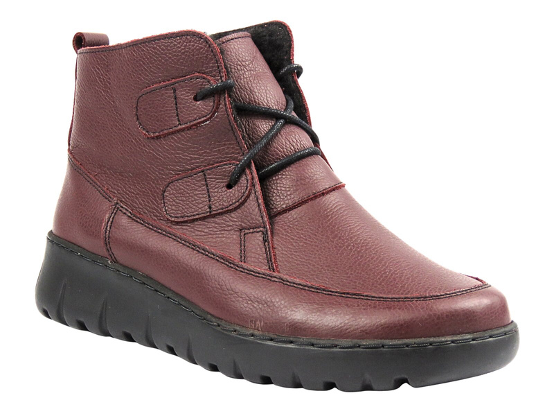 Botki damskie polskiej marki HELIOS Komfort 795, bordowe