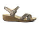 Skórzane sandały damskie na niewysokim koturnie - HELIOS Komfort 228, miedziane