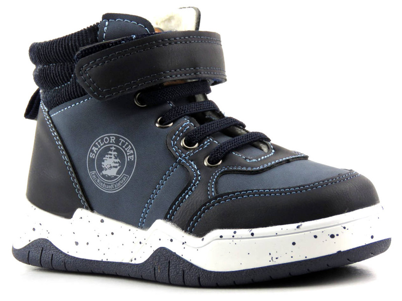 Ocieplane buty dziecięce za kostkę - AMERICAN CLUB XD 74/22, granatowe