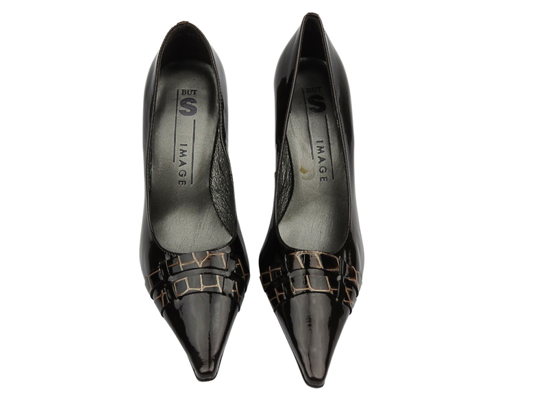 Skórzane czółenka na szpilce - But-S F516, ciemnobrązowe