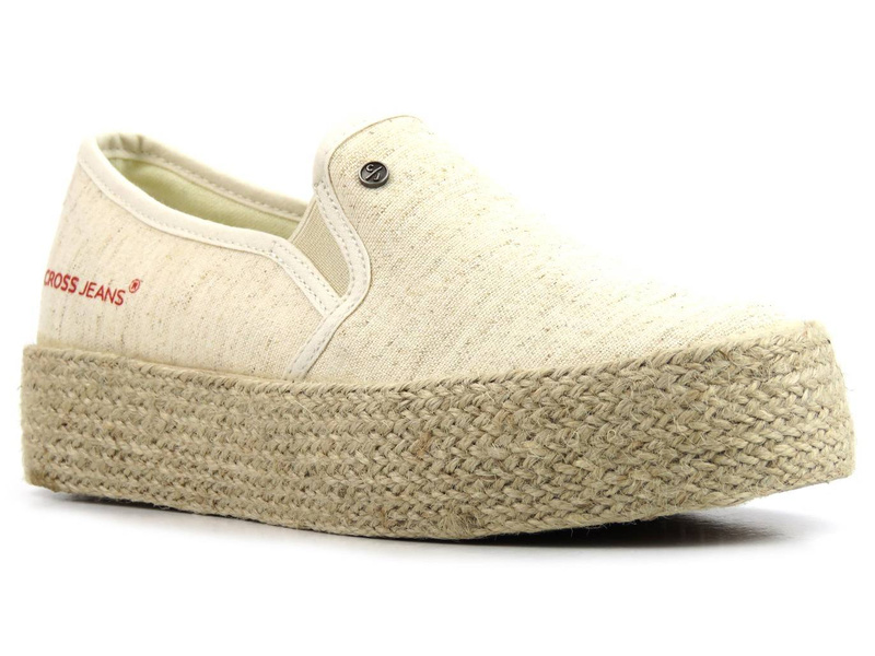 Espadryle damskie, półbuty na lato - CROSS JEANS JJ2R4014C, beżowe