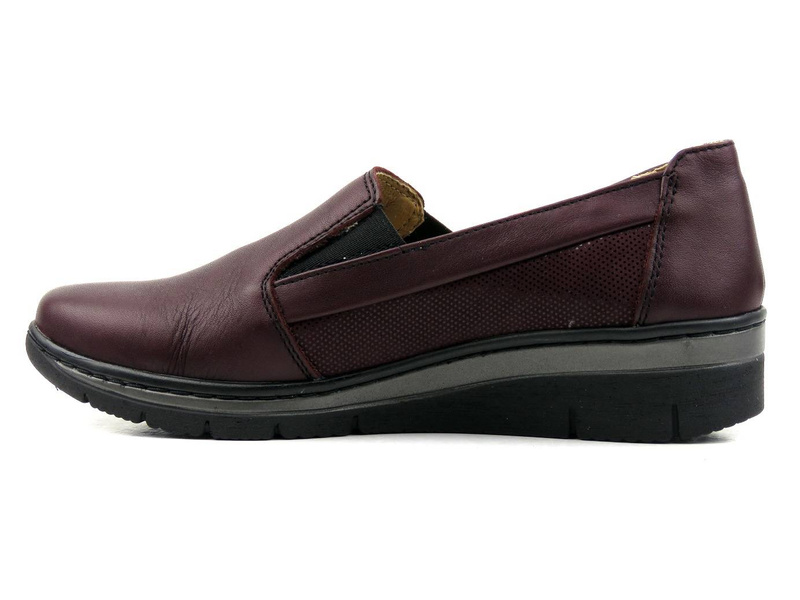 Półbuty damskie typu slip on - Helios Komfort 350-2, ciemna wiśnia 2