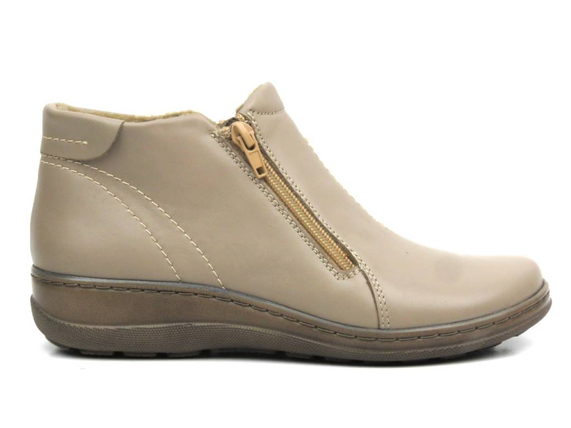 Wygodne botki damskie na dwa zamki - HELIOS Komfort 642, cappuccino
