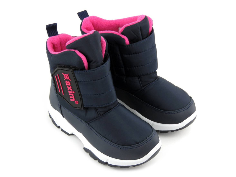 Śniegowce, buty zimowe dziecięce - WOJTYŁKO AXIM 21042, granatowe