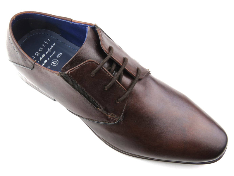 Eleganckie półbuty męskie ze skóry naturalnej - BUGATTI 312-A311E-4100, brązowe