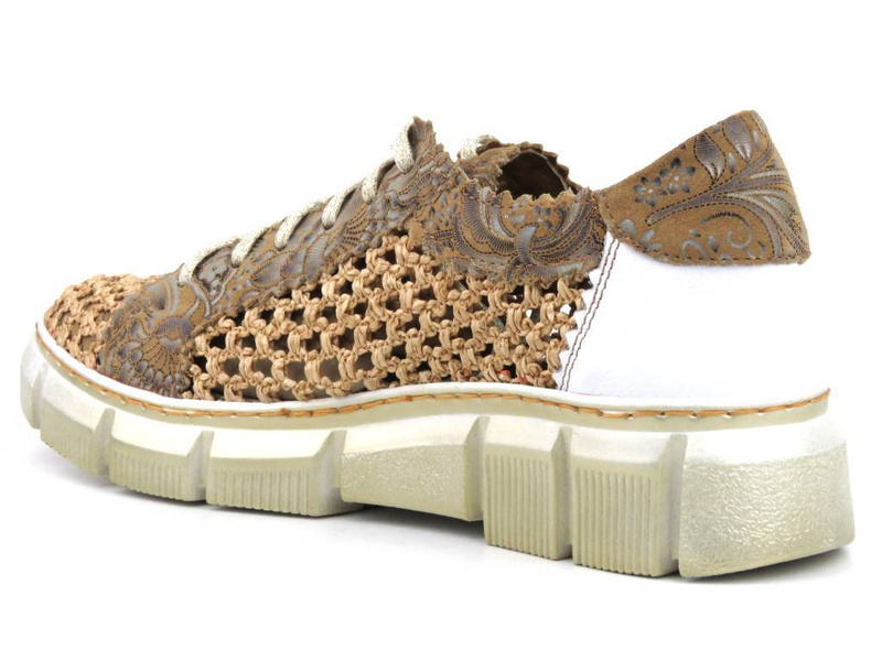 Półbuty damskie ażurowe, sneakersy - Maciejka 05850-04, beżowe