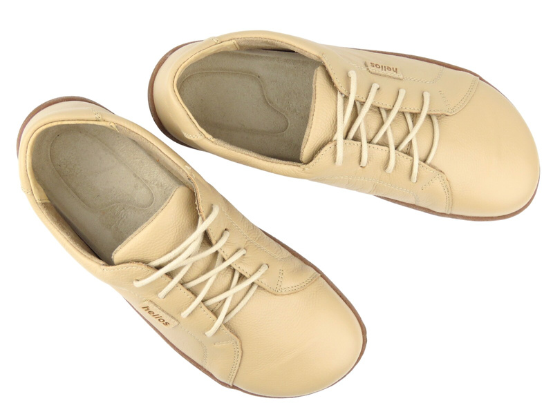 Skórzane minimalistyczne półbuty damskie barefoot Helios Komfort 451, jasny beż