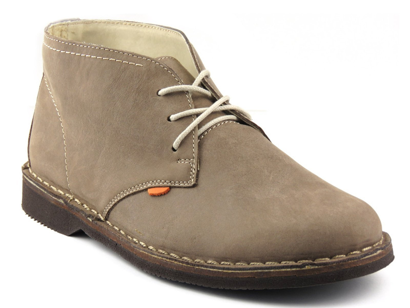 Skórzane, nieocieplane trzewiki męskie na cały rok - Helios Komfort 885, beżowe