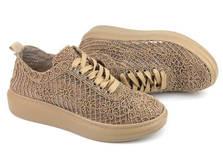 Koronkowe półbuty damskie - Artiker 50C1118, brązowe