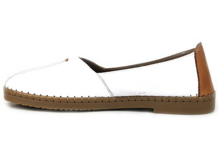 Skórzane półbuty, loafersy damskie - MANITU 840080-03, białe