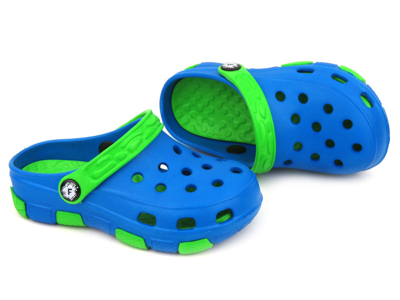 Klapki dziecięce clogsy- Realpaks PF-401, niebiesko-zielone