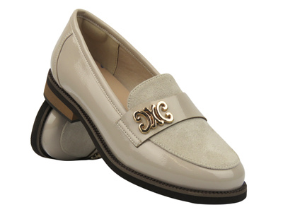 Eleganckie półbuty, mokasyny damskie - Potocki 25-12570, beżowe