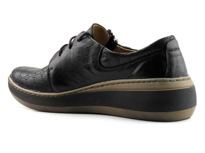 Półbuty damskie z ozdobną cholewką - Helios Komfort 328S, czarne