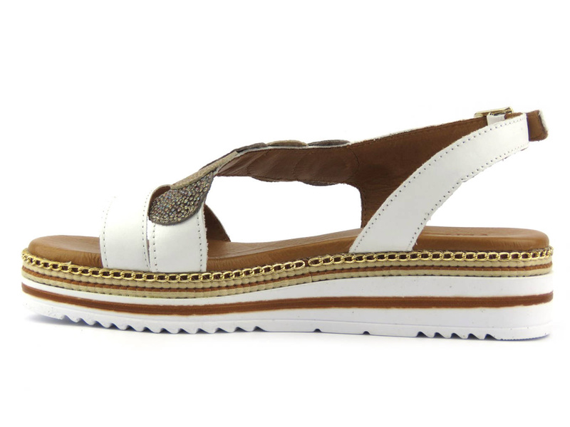 Sandały damskie na podwyższonej podeszwie - VENEZIA 261605, białe