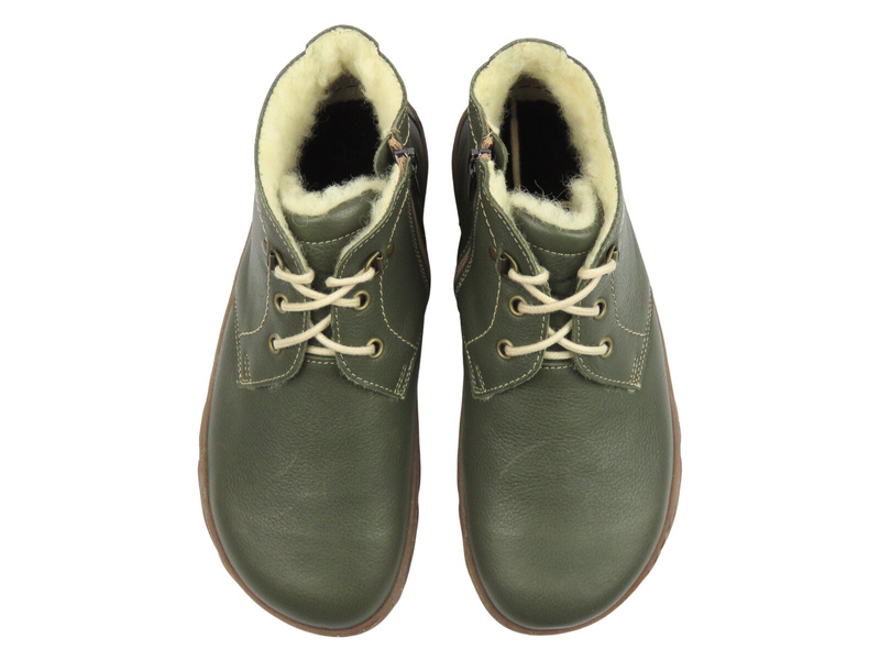 Barefoot botki minimalistyczne damskie oliwkowe Helios Komfort 501P